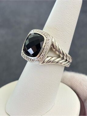 David Yurman 11mm Albion Ring with Black Onyx & Diamonds 7
